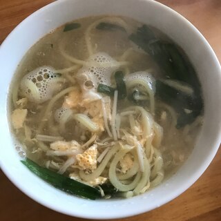 ニラとえのきの卵ピリ辛ラー麺